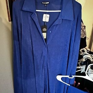 Fashion Nova Royal Blue Slinky Two Piece Set